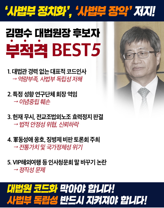 김명수 대법원장 후보자 부적격 베스트5