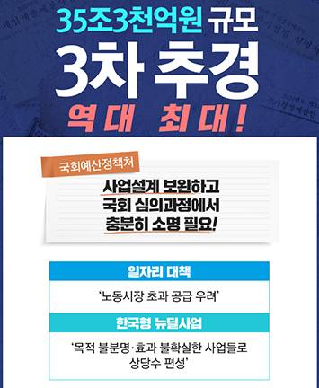 35조3천억원 규모의 3차 추경! 역대 최대!!