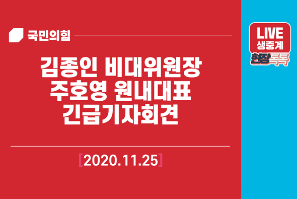 [Live] 11월 25일 김종인 비상대책위원장, 주호영 원내대표 긴급기자회견