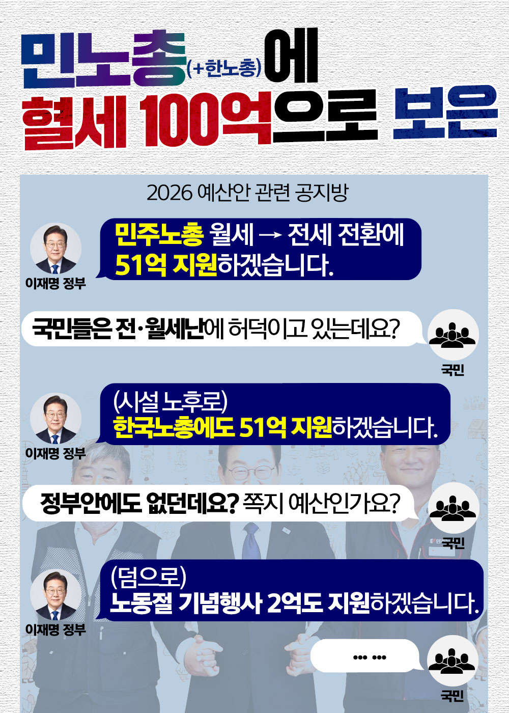 민노총 + 한노총 혈세 100억?!