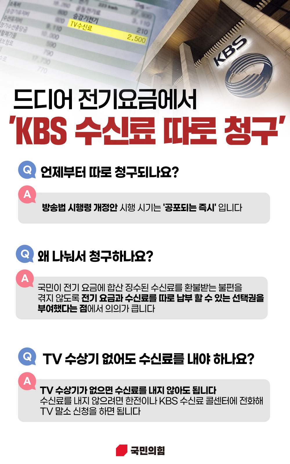 드디어 전기요금에서 'KBS 수신료 따로 청구'