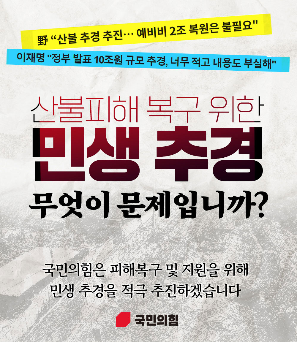 산불피해 복구 위한 민생 추경 무엇이 문제입니까?