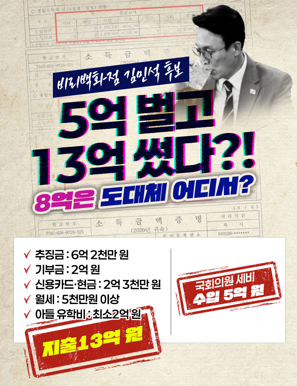 5억 벌고 13억 썼다?(feat. 8억은 도대체 어디서)